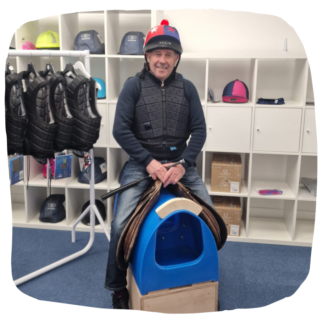 Our new shop is OPEN! - Jockey John Carroll testing out the safety equipment